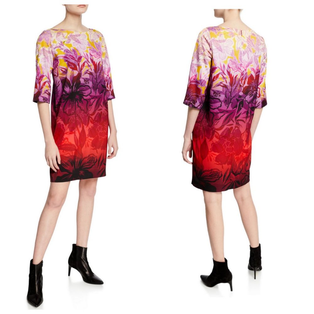NWT Auc Jean Paul Gaultier Fuzzi  Ombre Floral Degrade-Print Dress